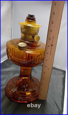 Vintage 1974 Aladdin Amber Lincoln Drape Oil Lamp #23 Short 12h Parts/repairs