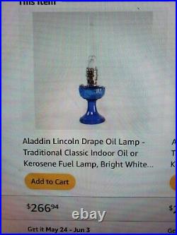 Vintage 1989 Aladdin Cobalt Blue Short Lincoln Drape Aladdin Electrification Kit