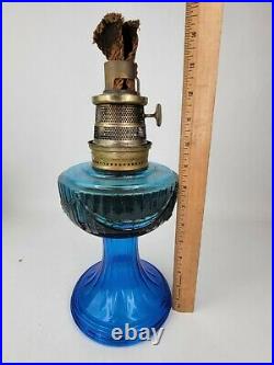 Vintage 1990 Sapphire Blue Lincoln Drape Aladdin Kerosene Oil Lamp REPAIR
