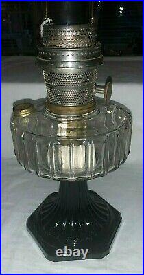 Vintage 23 3/4 Tall ALADDIN Oil Kerosene Black Base LAMP with Original Globe