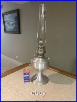 Vintage 23 Aladdin Model Chromic Kerosene Oil Lamp WithLocOn Wick, LocOn Chimney