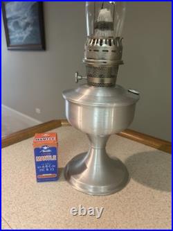 Vintage 23 Aladdin Model Chromic Kerosene Oil Lamp WithLocOn Wick, LocOn Chimney