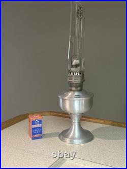 Vintage 23 Aladdin Model Chromic Kerosene Oil Lamp WithLocOn Wick, LocOn Chimney