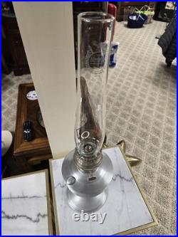 Vintage 23 Aladdin Model Nickel Kerosene Oil Lamp With original Glass Chimney