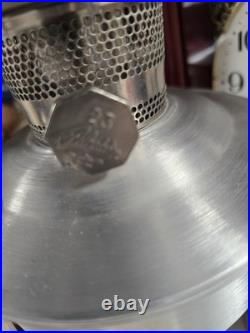 Vintage 23 Aladdin Model Nickel Kerosene Oil Lamp With original Glass Chimney