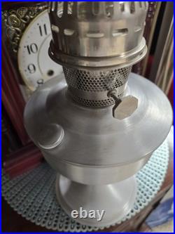 Vintage 23 Aladdin Model Nickel Kerosene Oil Lamp With original Glass Chimney