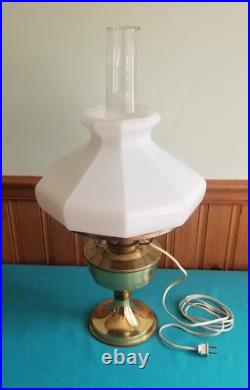 Vintage 24 Genuine Aladdin Oil Table Lamp Electrified White Milk Glass Shade