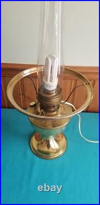 Vintage 24 Genuine Aladdin Oil Table Lamp Electrified White Milk Glass Shade