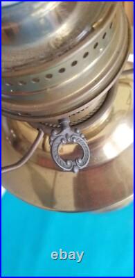 Vintage 24 Genuine Aladdin Oil Table Lamp Electrified White Milk Glass Shade