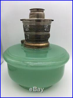 Vintage 40s Aladdin Green Jadeite Glass Kerosene Oil Lamp Model B Burner Hanging