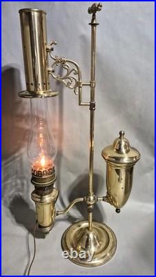 Vintage 75th Anniversary ALADDIN STUDENT OIL LAMP Brass Electrified Signed 30