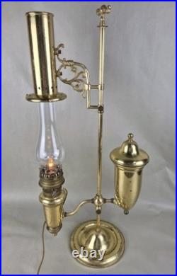 Vintage 75th Anniversary ALADDIN STUDENT OIL LAMP Brass Electrified Signed 30