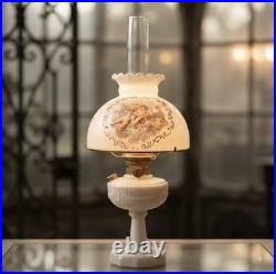 Vintage ALADDIN 1940's Alacite LINCOLN DRAPE Oil Lamp Cherub Shade, Lox Chimney