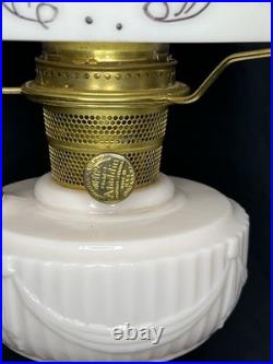Vintage ALADDIN 1940's Alacite LINCOLN DRAPE Oil Lamp Cherub Shade, Lox Chimney