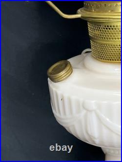 Vintage ALADDIN 1940's Alacite LINCOLN DRAPE Oil Lamp Cherub Shade, Lox Chimney