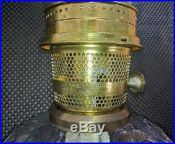 Vintage ALADDIN # 23 Table Lamp Kerosene Oil Brass Burner Glass Fount Lantern