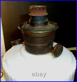 Vintage ALADDIN ALACITE TALL LINCOLN DRAPE Oil Lamp Ivory + Aladdin Chimney