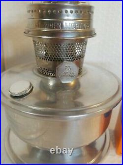 Vintage ALADDIN Aluminum Metal Kerosene Table Oil Lamp Model 23 Burner-Excellent