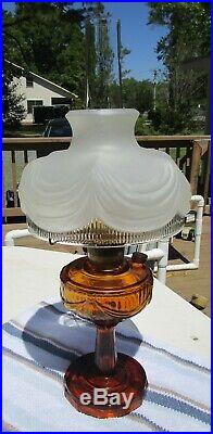 Vintage ALADDIN Amber Glass Lincoln Drape Oil Kerosene Lamp 23 Burner Mantle