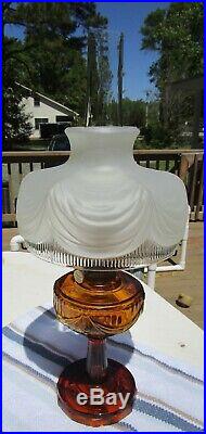 Vintage ALADDIN Amber Glass Lincoln Drape Oil Kerosene Lamp 23 Burner Mantle