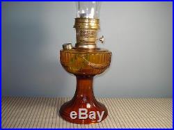 Vintage ALADDIN Amber Lincoln Drape Kerosene Oil Lamp #23 Dated 1981