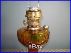 Vintage ALADDIN Amber Lincoln Drape Kerosene Oil Lamp #23 Dated 1981