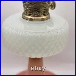 Vintage ALADDIN B-91 QUILT OIL LAMP WHITE MOONSTONE / ROSE MOONSTONE