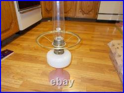 Vintage ALADDIN B-91 QUILT OIL LAMP WHITE MOONSTONE / ROSE MOONSTONE WithSHADE