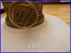 Vintage ALADDIN B-91 QUILT OIL LAMP WHITE MOONSTONE / ROSE MOONSTONE WithSHADE