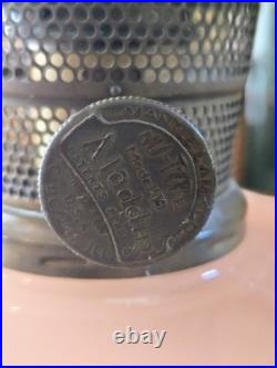 Vintage ALADDIN CORINTHIAN converted oil LAMP Model B pink moonstone roses SHADE