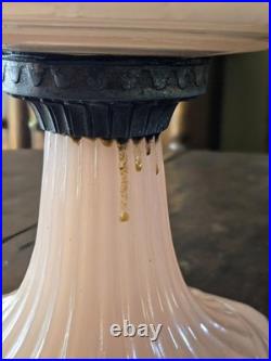 Vintage ALADDIN CORINTHIAN converted oil LAMP Model B pink moonstone roses SHADE