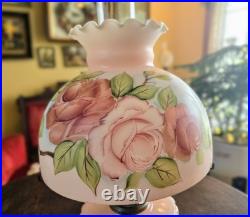 Vintage ALADDIN CORINTHIAN converted oil LAMP Model B pink moonstone roses SHADE