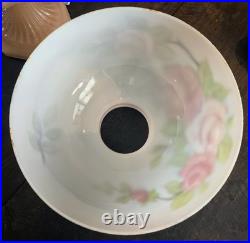 Vintage ALADDIN CORINTHIAN converted oil LAMP Model B pink moonstone roses SHADE