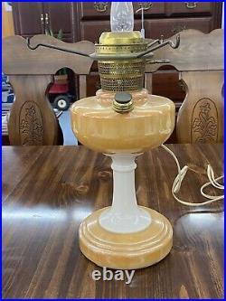 Vintage ALADDIN Gold Lustre Electrified Oil Lamp Table Lamp with Shade