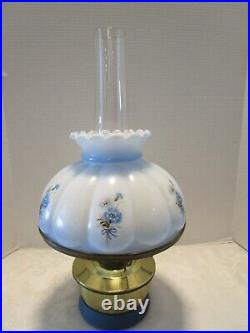 Vintage ALADDIN Kerosene OIL LAMP Brass & GLASS SHADE HAND PAINTED 1950's 20t