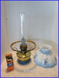 Vintage ALADDIN Kerosene OIL LAMP Brass & GLASS SHADE HAND PAINTED 1950's 20t