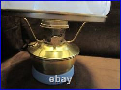 Vintage ALADDIN Kerosene OIL LAMP Brass & GLASS SHADE HAND PAINTED 1950's 20t