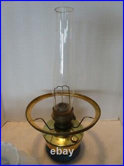 Vintage ALADDIN Kerosene OIL LAMP Brass & GLASS SHADE HAND PAINTED 1950's 20t