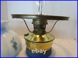 Vintage ALADDIN Kerosene OIL LAMP Brass & GLASS SHADE HAND PAINTED 1950's 20t