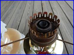 Vintage ALADDIN Kerosene TABLE LAMP withBrass Fount & #23 Burner GLASS SHADE