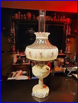 Vintage ALADDIN LAMP MILK GLASS NU-TYPE Model B Hand painted Flowers Beautiful