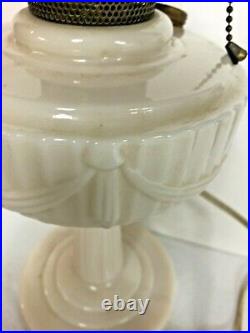 Vintage ALADDIN Lincoln Drape Glass Kerosene Converted to Electric Lamp