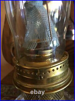 Vintage ALADDIN MODEL 23 BRASS KEROSENE OIL TABLE LAMP US Patent Hurricane Shade