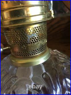 Vintage ALADDIN MODEL 23 BRASS KEROSENE OIL TABLE LAMP US Patent Hurricane Shade