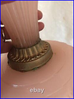 Vintage ALADDIN MOONSTONE Rose Pink CORINTHIAN Oil Lamp 1930-35 Model-B