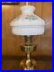 Vintage ALADDIN Model 23 Brass Kerosene Oil Lamp Blue Floral Milk Glass Shade