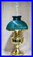 Vintage ALADDIN Model 23 Brass Kerosene Oil Lamp Green Swirl Milk Glass Shade