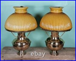 Vintage ALADDIN Model 23 Brass Kerosene Oil Lamp Sherwood Milk Glass Shade