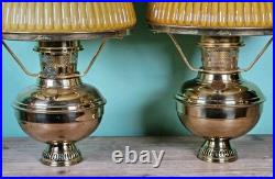 Vintage ALADDIN Model 23 Brass Kerosene Oil Lamp Sherwood Milk Glass Shade