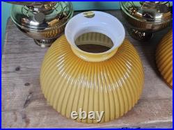 Vintage ALADDIN Model 23 Brass Kerosene Oil Lamp Sherwood Milk Glass Shade